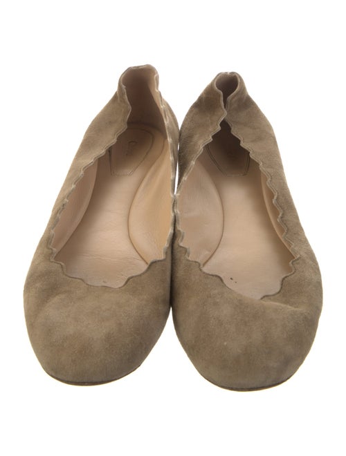 Chloé Suede Scalloped Accent Ballet Flats