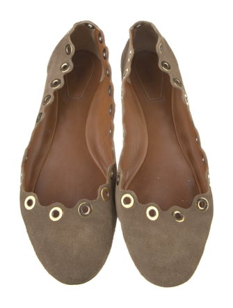 Chloé Suede Scalloped Accent Ballet Flats