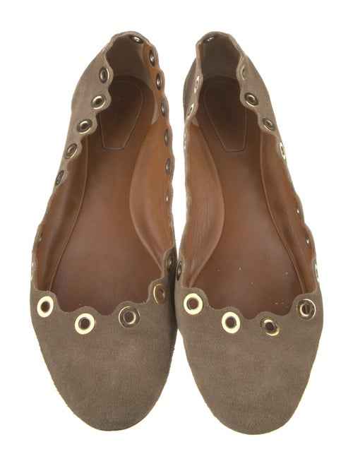 Chloé Suede Scalloped Accent Ballet Flats