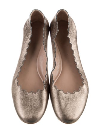 Chloé Leather Scalloped Accent Ballet Flats