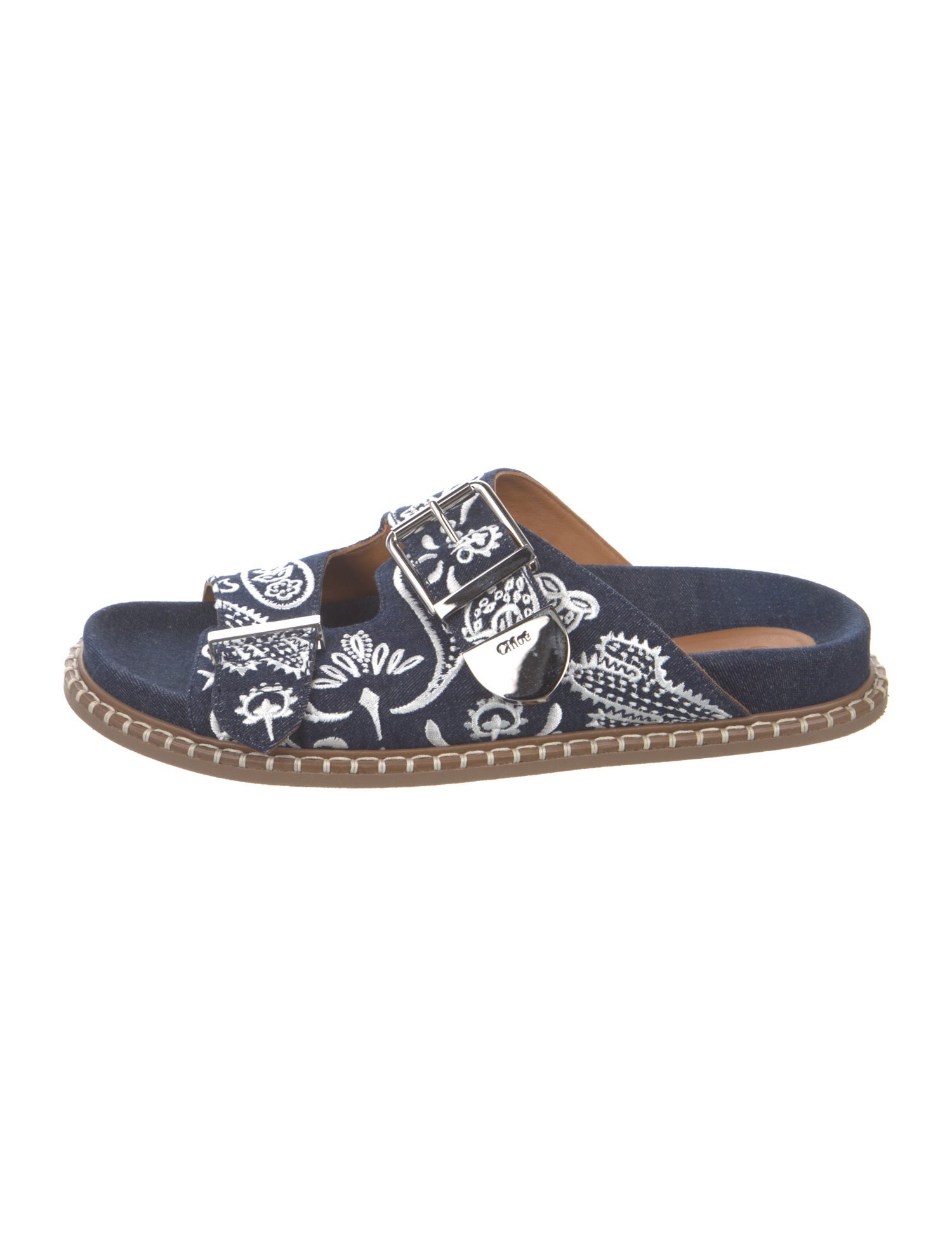 Chloé Denim Printed Slides
