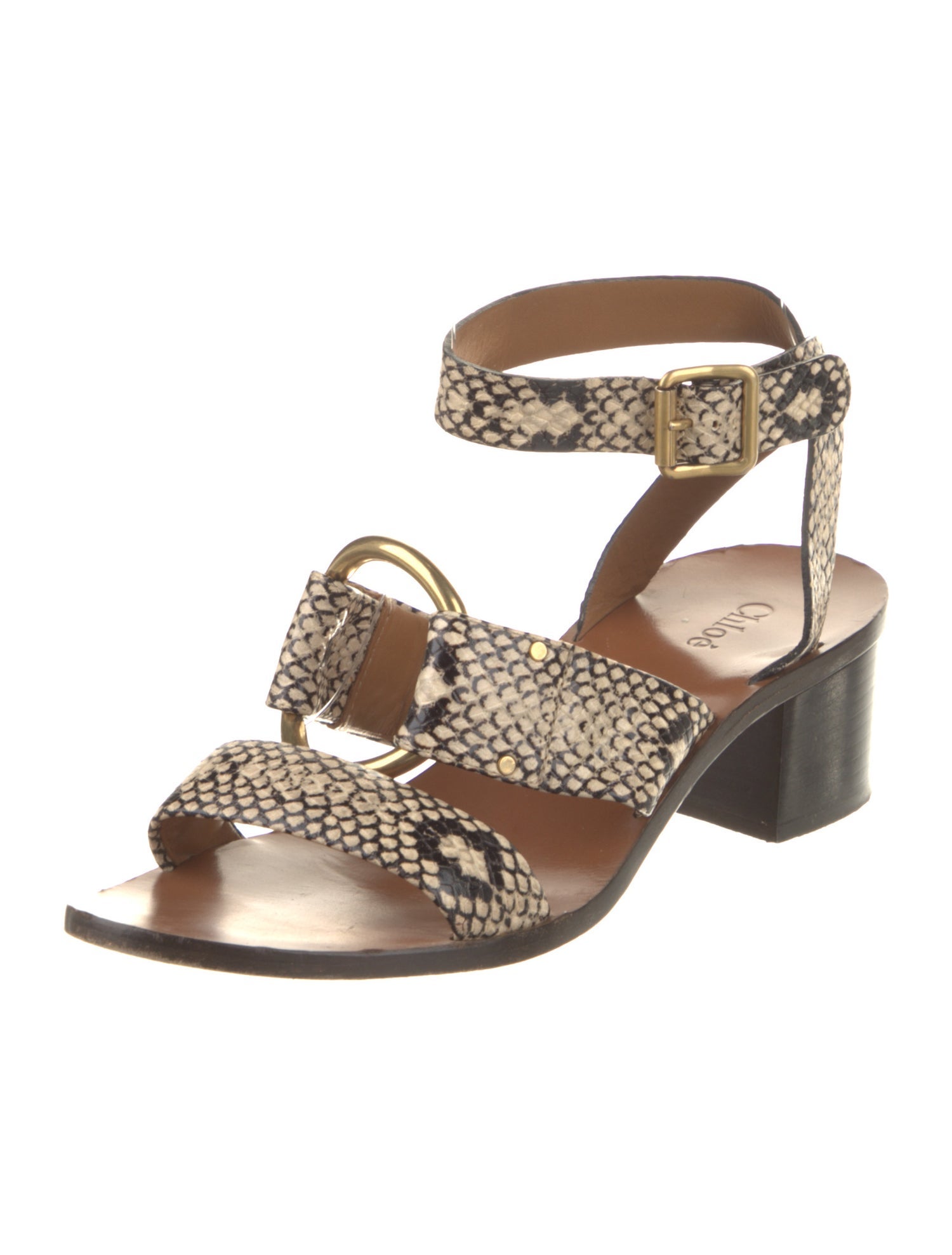 Chloé Leather Animal Print Sandals