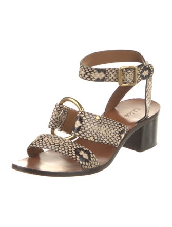Chloé Leather Animal Print Sandals