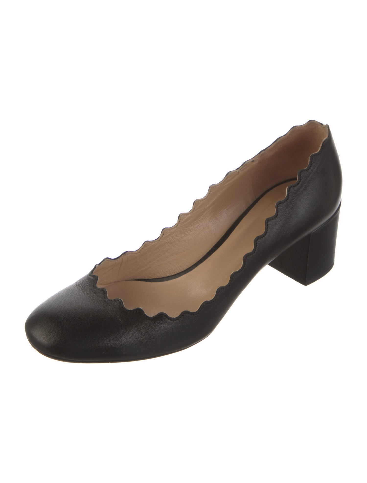 Chloé Leather Scalloped Accent Pumps