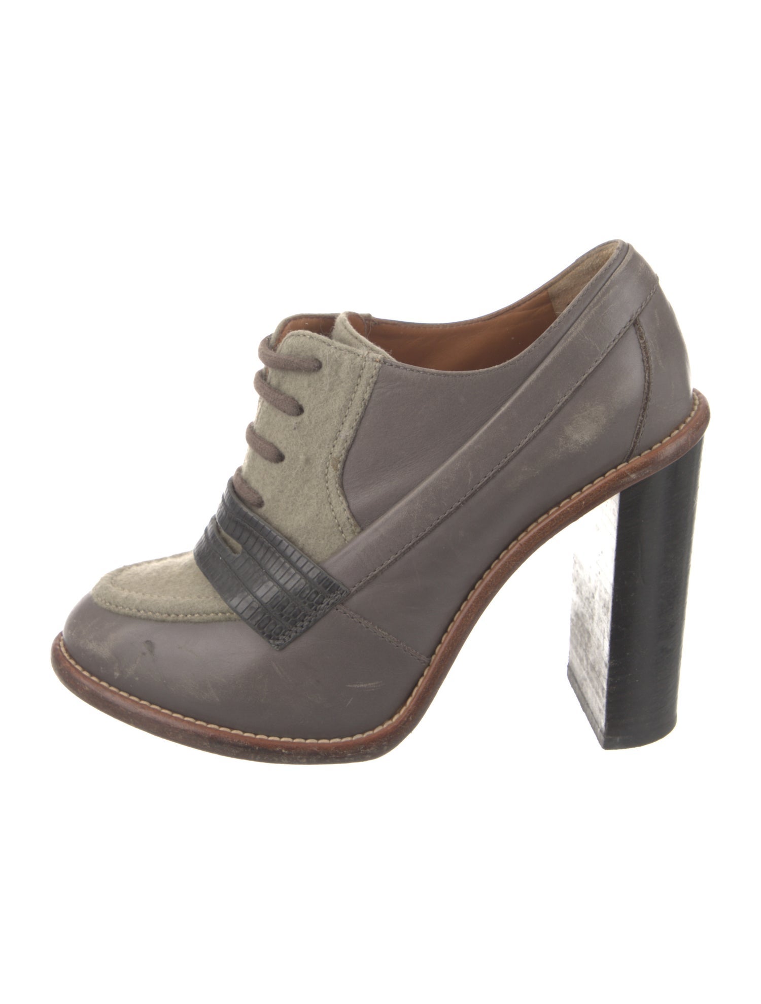 Chloé Leather Colorblock Pattern Lace-Up Boots