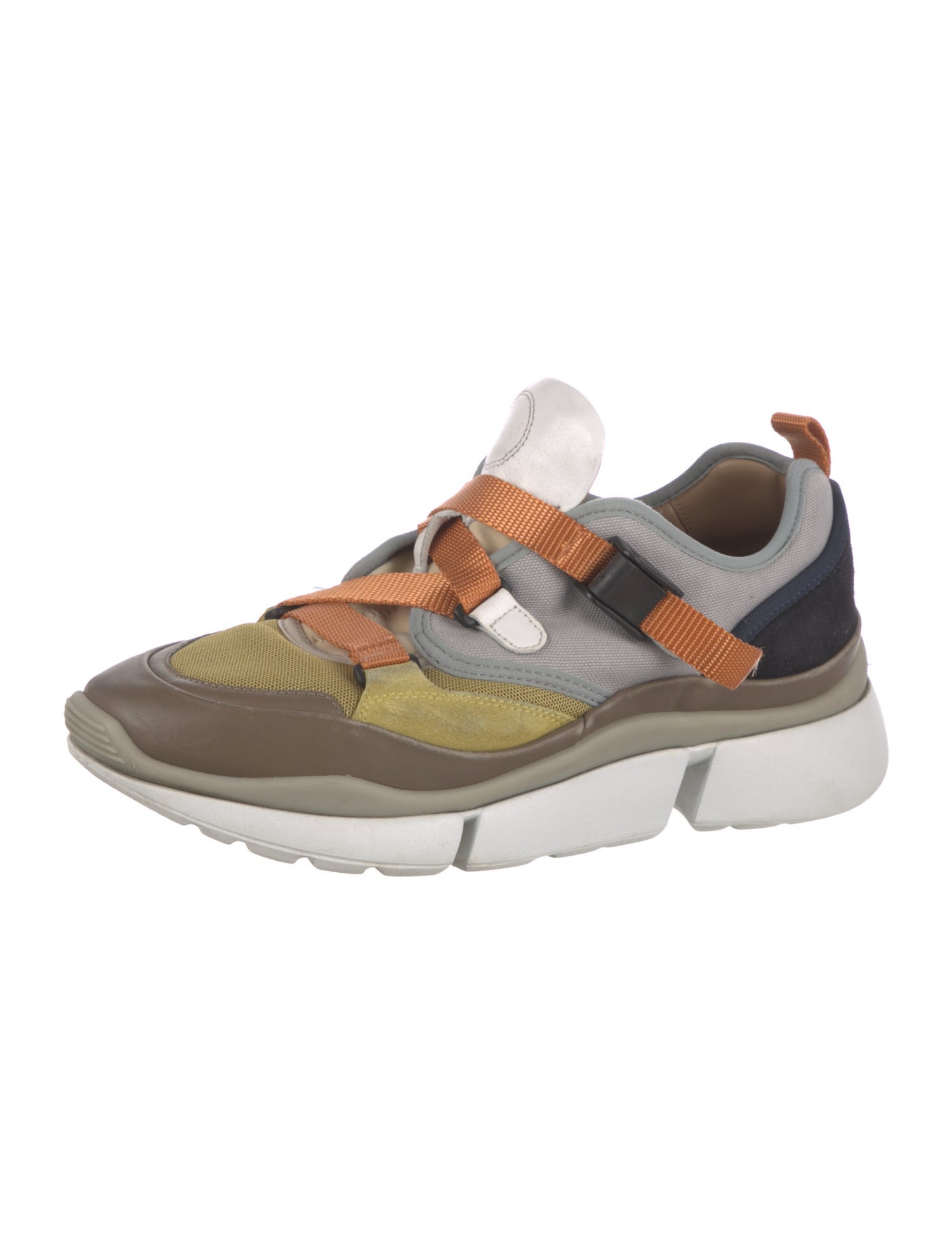 Chloé Leather Colorblock Pattern Sneakers