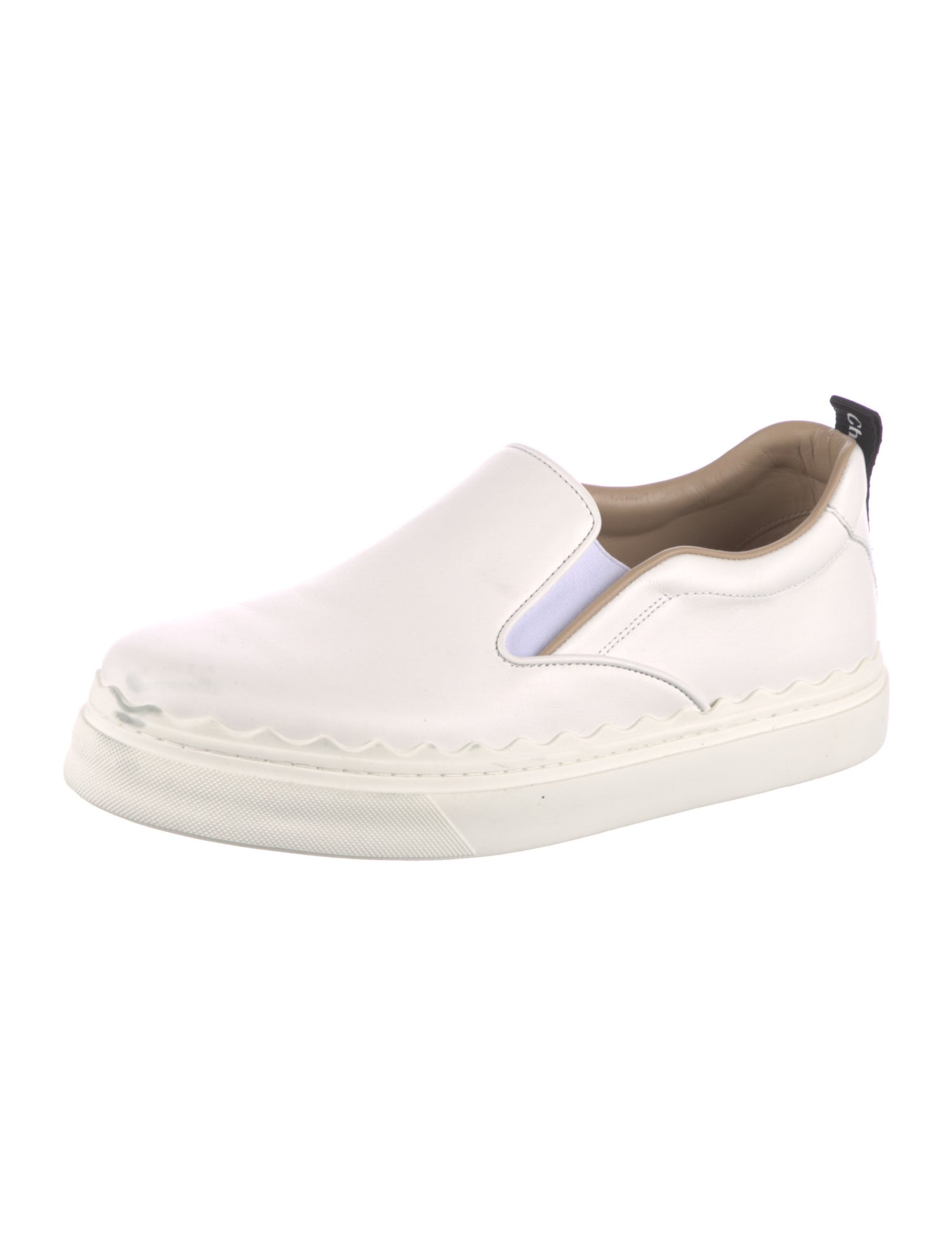 Chloé Leather Scalloped Accent Sneakers