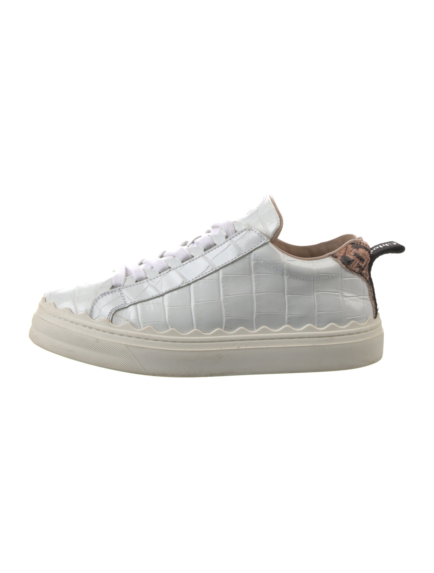 Chloé Leather Scalloped Accent Sneakers