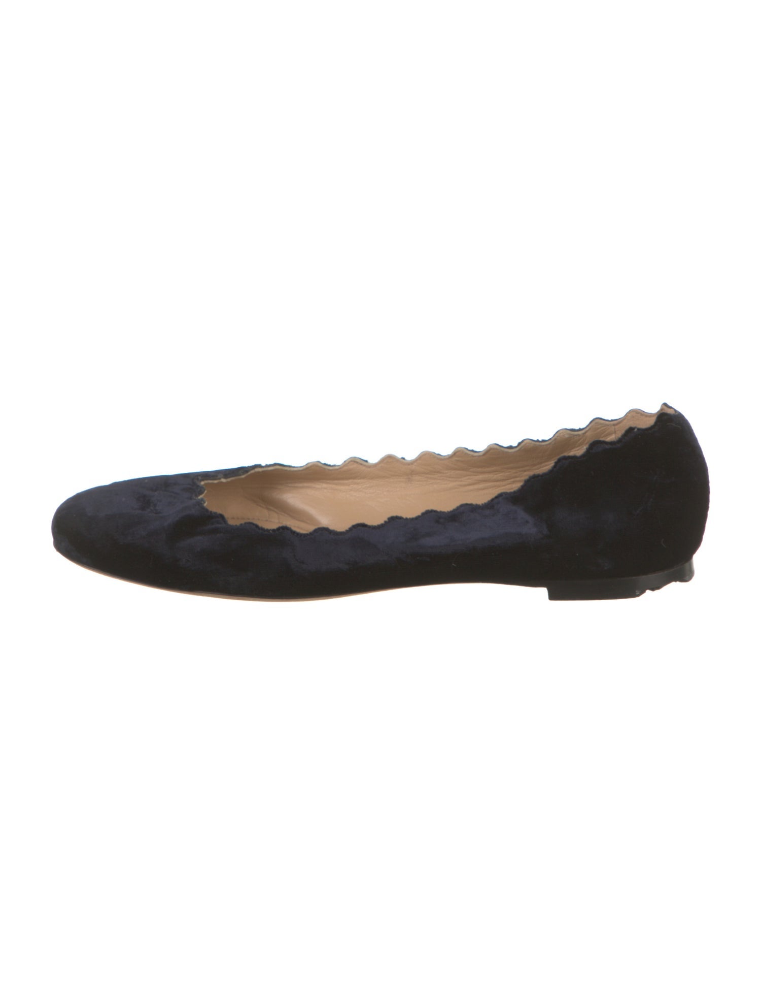 Chloé Velvet Scalloped Accent Ballet Flats