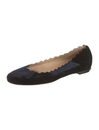 Chloé Velvet Scalloped Accent Ballet Flats