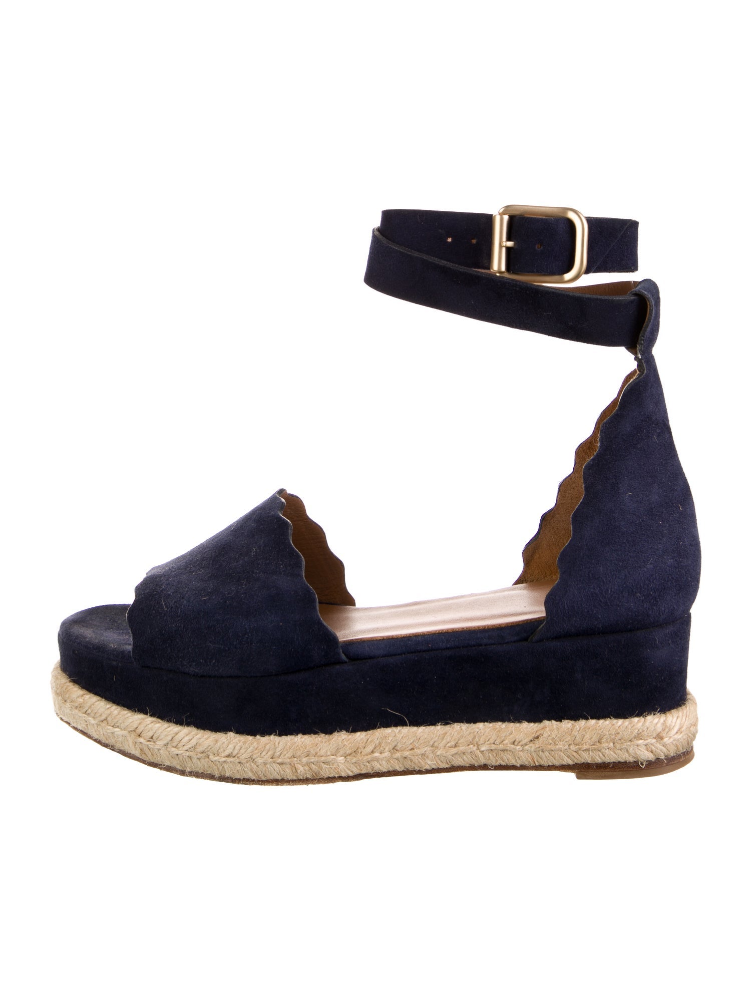 Chloé Suede Scalloped Accent Espadrilles