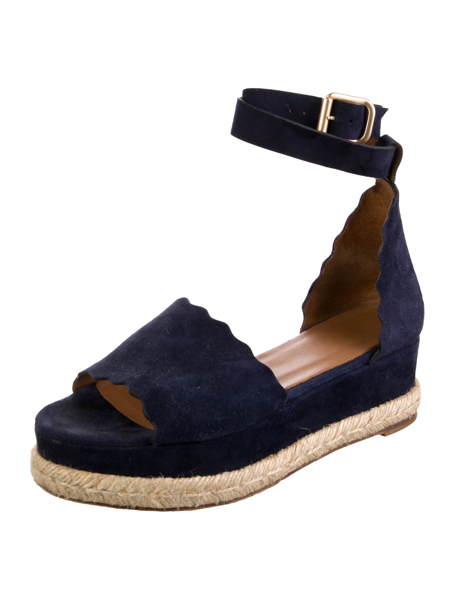 Chloé Suede Scalloped Accent Espadrilles