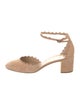 Chloé Suede Scalloped Accent D'Orsay Pumps