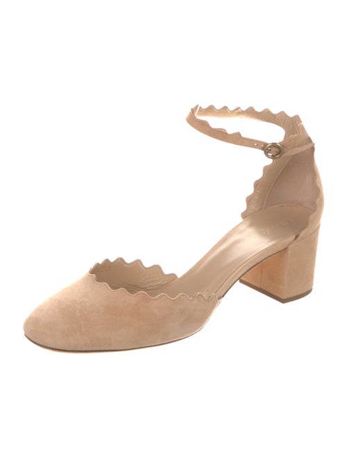 Chloé Suede Scalloped Accent D'Orsay Pumps