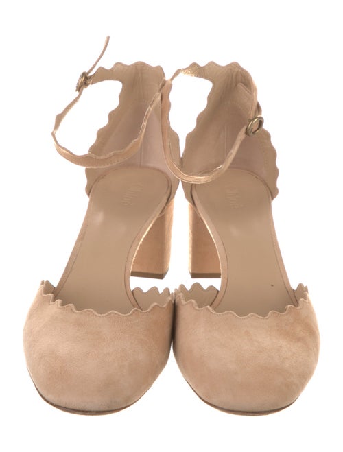 Chloé Suede Scalloped Accent D'Orsay Pumps