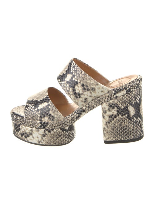 Chloé Embossed Leather Animal Print Slides