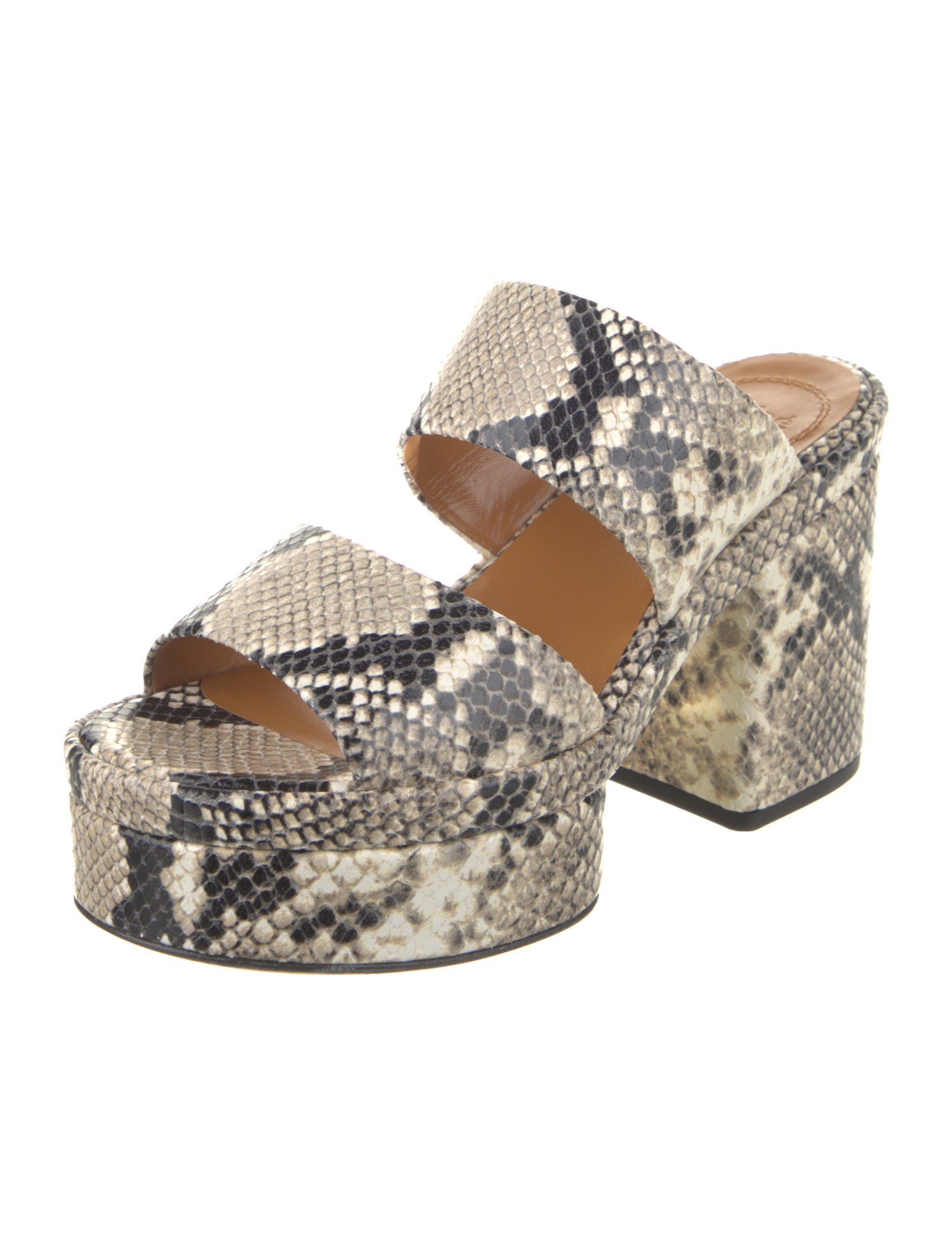 Chloé Embossed Leather Animal Print Slides