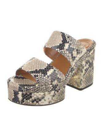 Chloé Embossed Leather Animal Print Slides