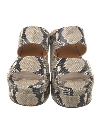 Chloé Embossed Leather Animal Print Slides