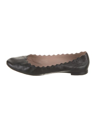 Chloé Leather Scalloped Accent Ballet Flats