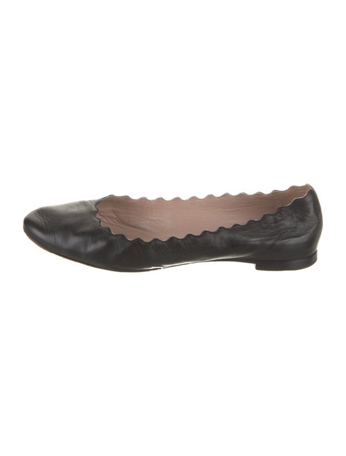 Chloé Leather Scalloped Accent Ballet Flats