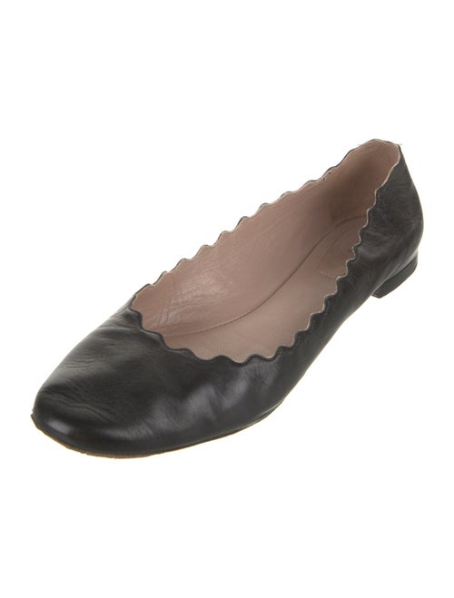 Chloé Leather Scalloped Accent Ballet Flats