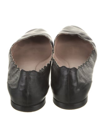 Chloé Leather Scalloped Accent Ballet Flats