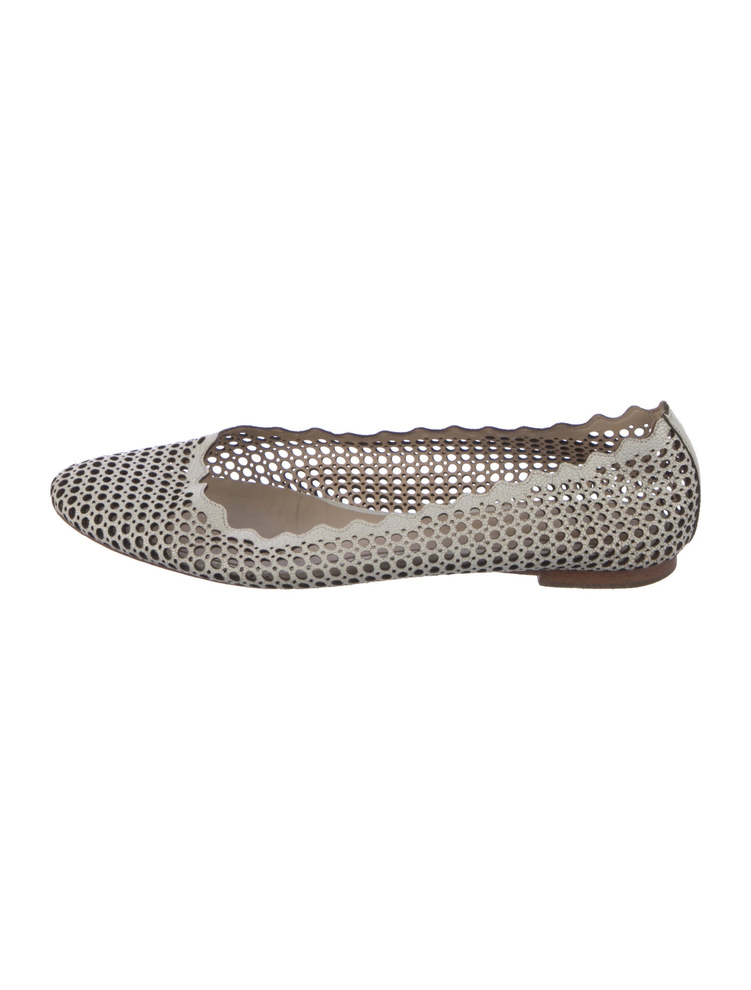 Chloé Leather Lasercut Accents Ballet Flats