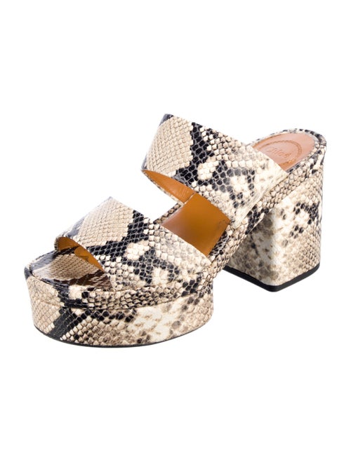 Chloé Embossed Leather Animal Print Slides