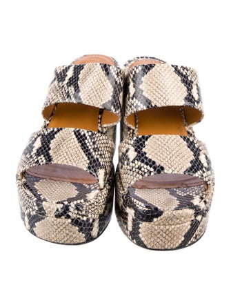 Chloé Embossed Leather Animal Print Slides