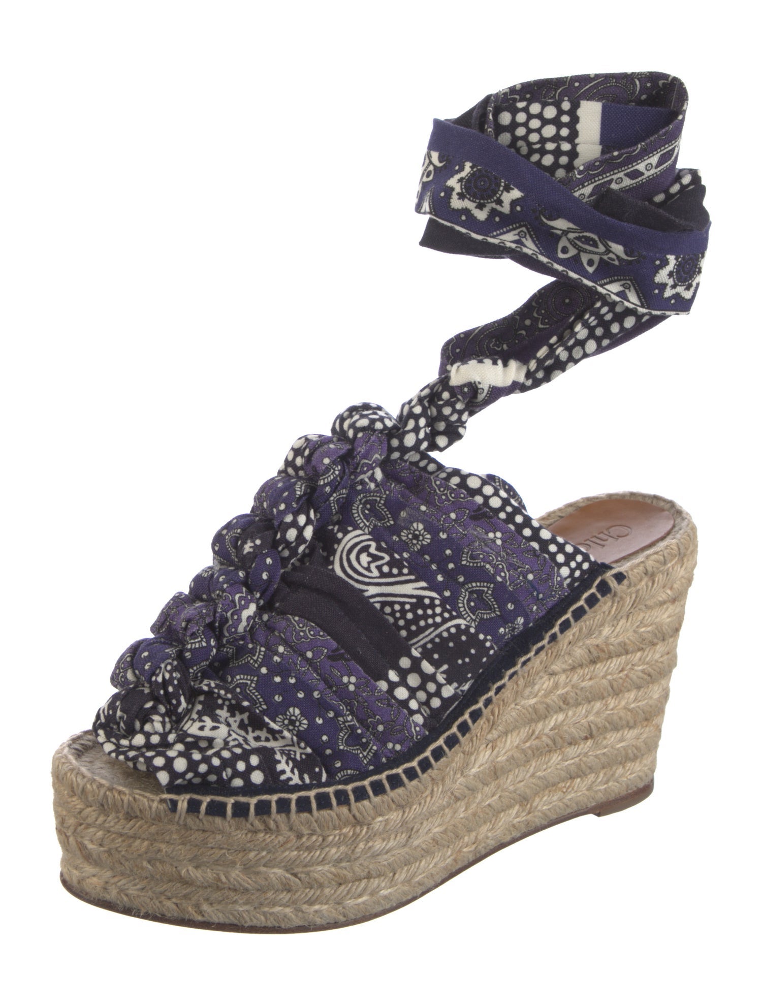 Chloé Printed Braided Accents Espadrilles