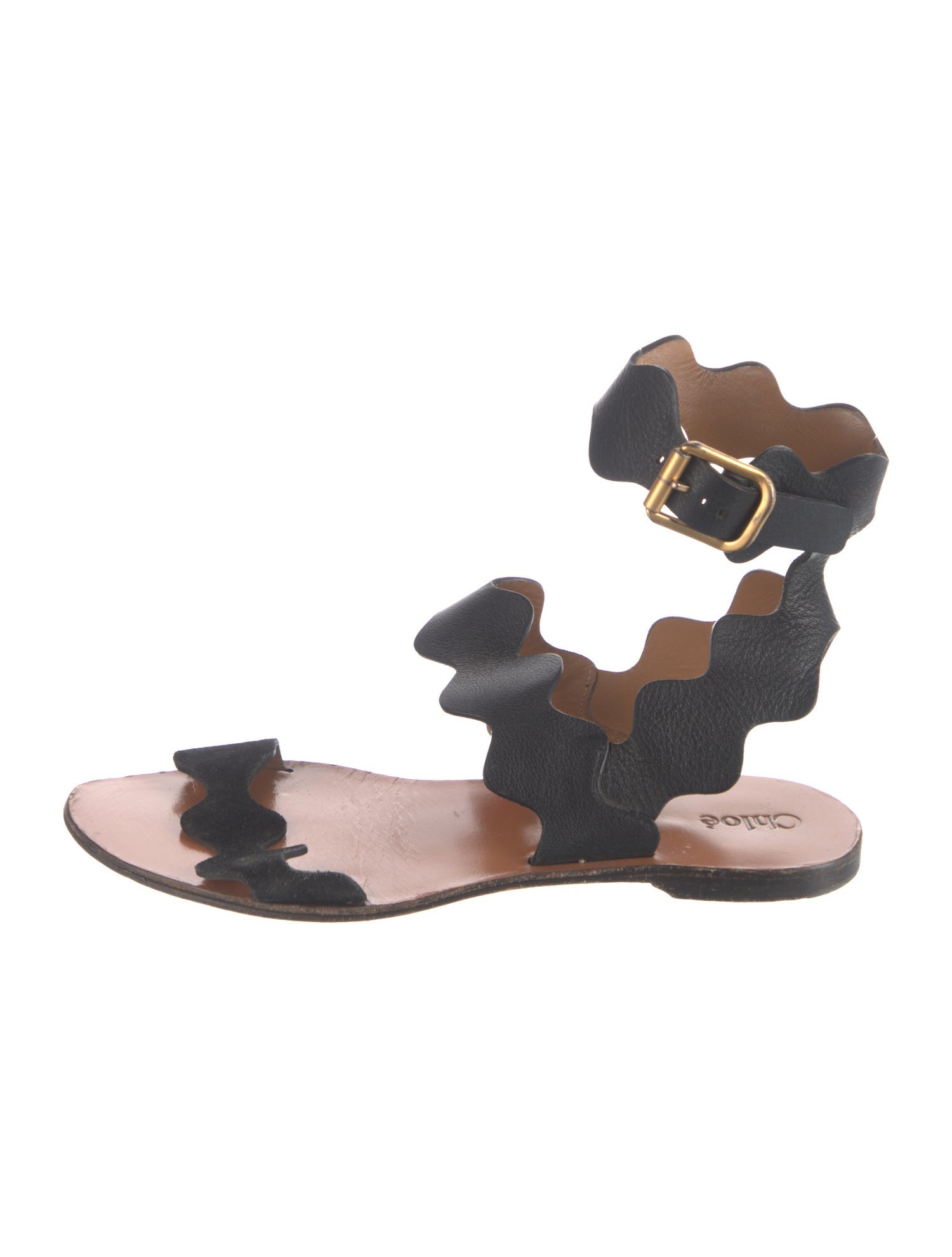 Chloé Leather Scalloped Accent Gladiator Sandals