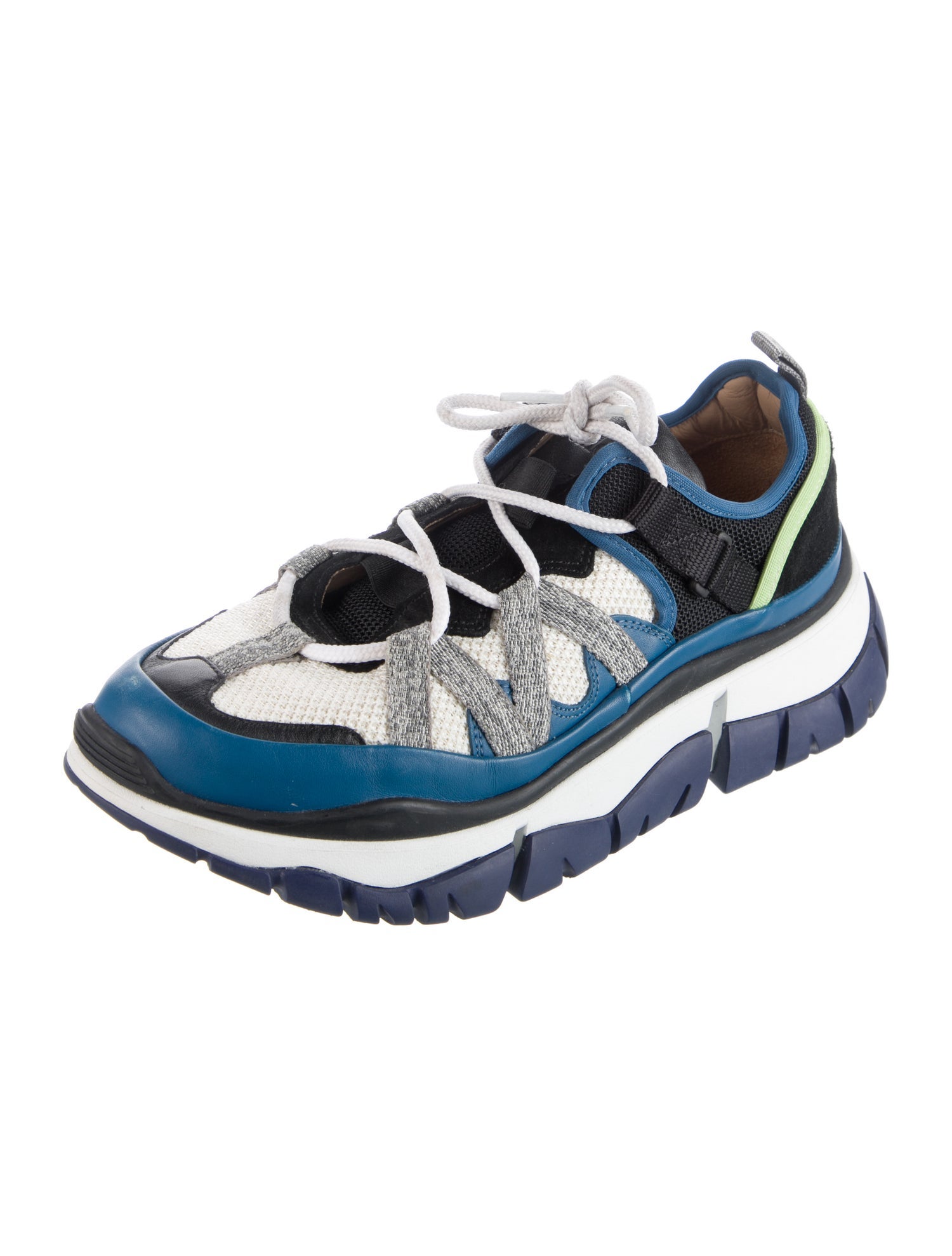 Chloé Leather Colorblock Pattern Sneakers