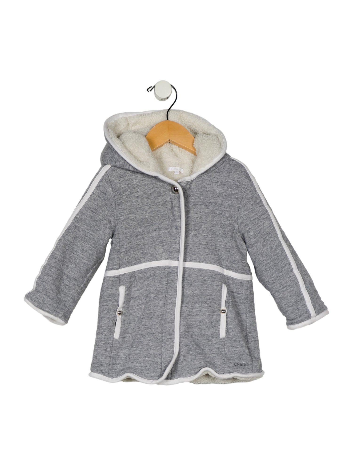 Chloé Girls' Faux Fur Trimmed Hooded Jacket