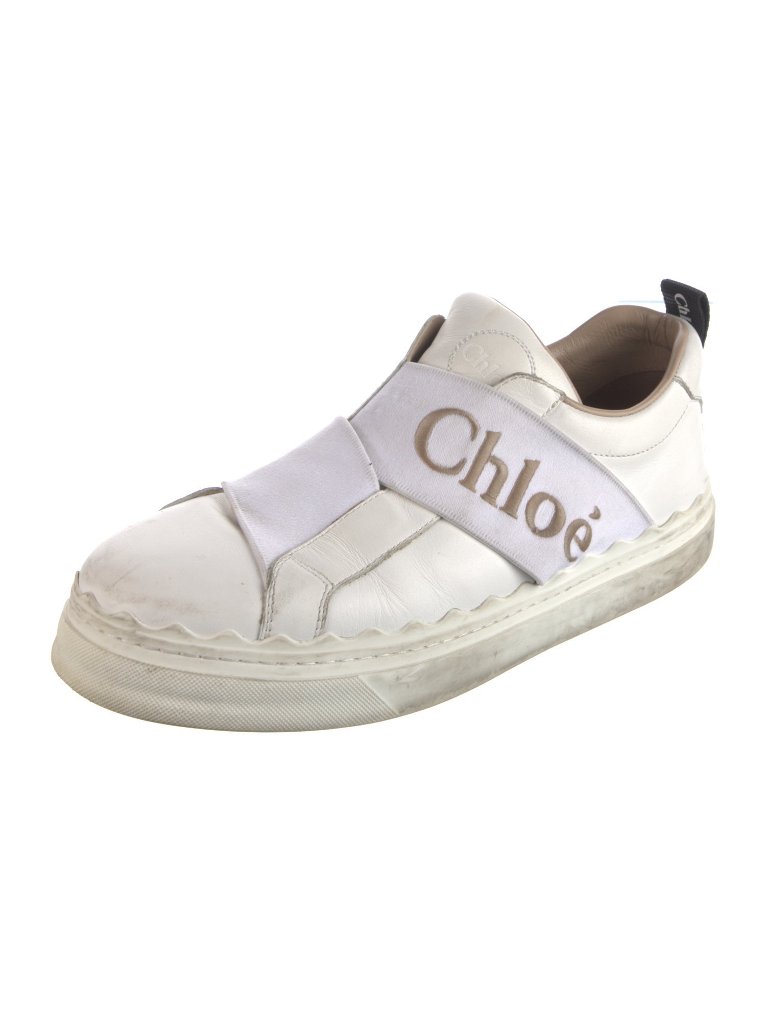 Chloé Leather Scalloped Accent Sneakers