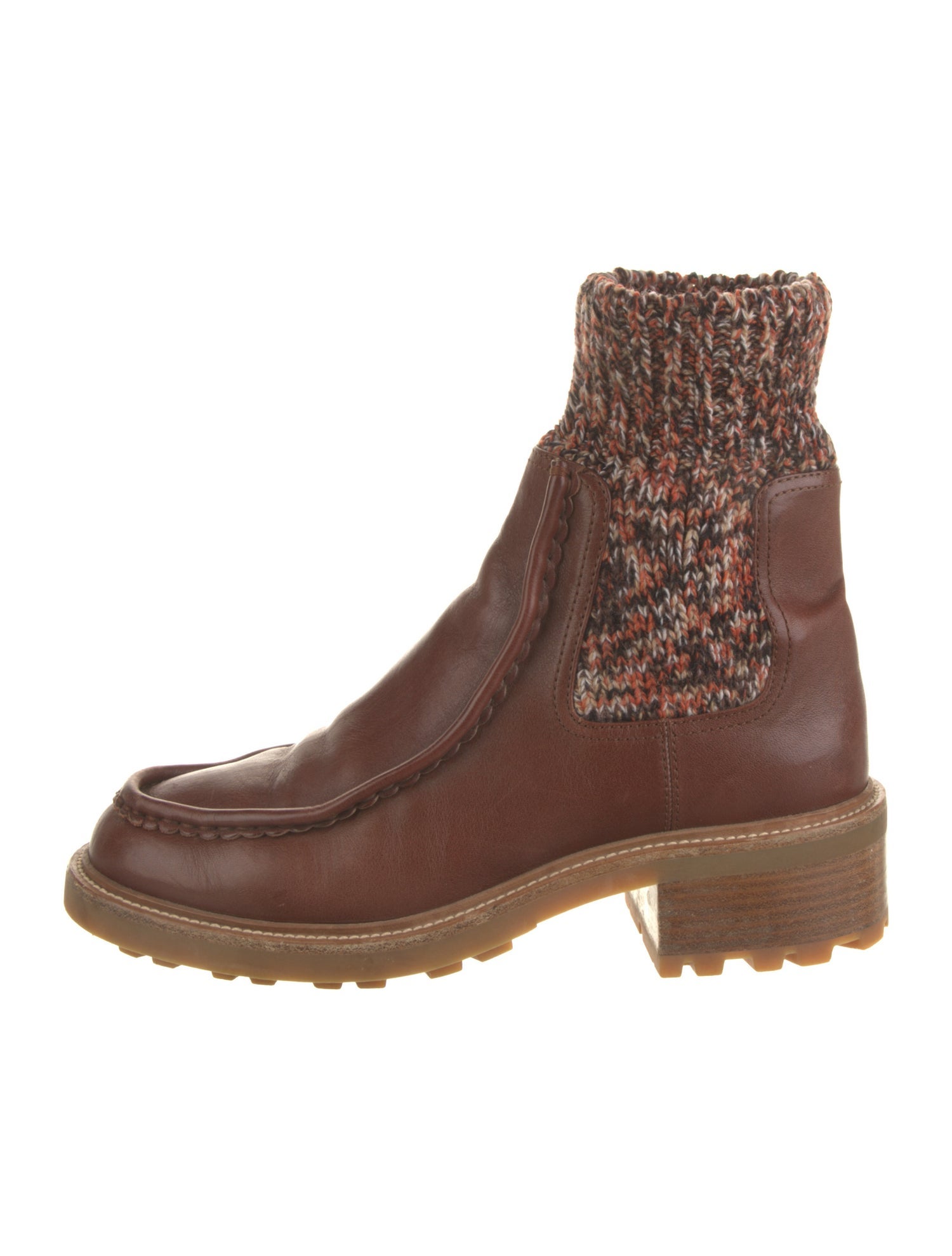Chloé Leather Tweed Pattern Sock Boots