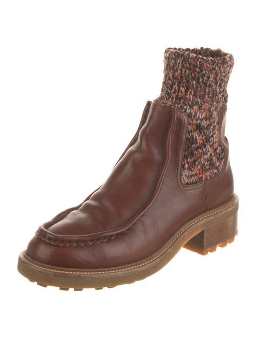 Chloé Leather Tweed Pattern Sock Boots