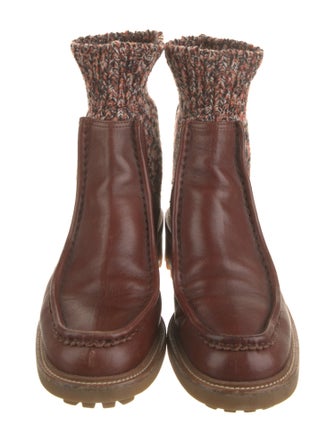 Chloé Leather Tweed Pattern Sock Boots
