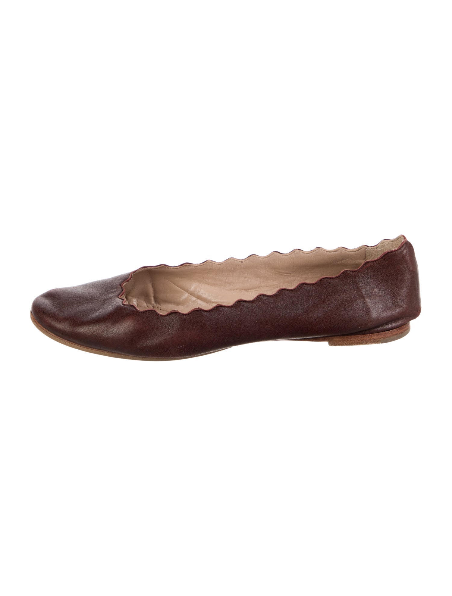 Chloé Leather Scalloped Accent Ballet Flats
