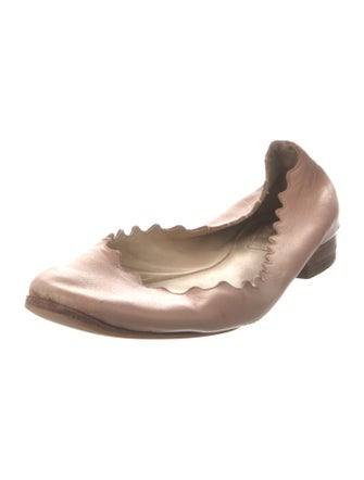 Chloé Leather Scalloped Accent Ballet Flats