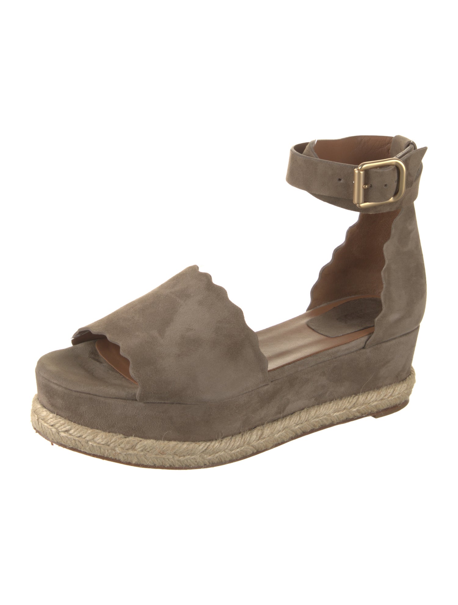 Chloé Suede Scalloped Accent Espadrilles