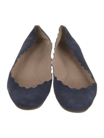 Chloé Suede Scalloped Accent Ballet Flats