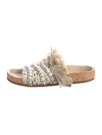 Chloé Patterned Fringe Trim Accent Slides
