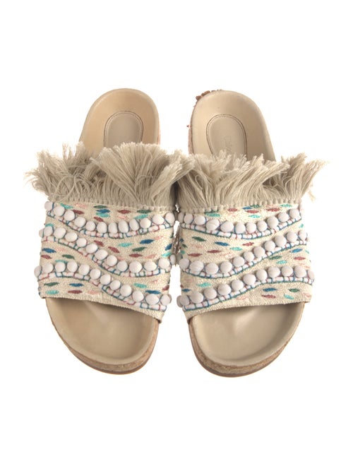 Chloé Patterned Fringe Trim Accent Slides