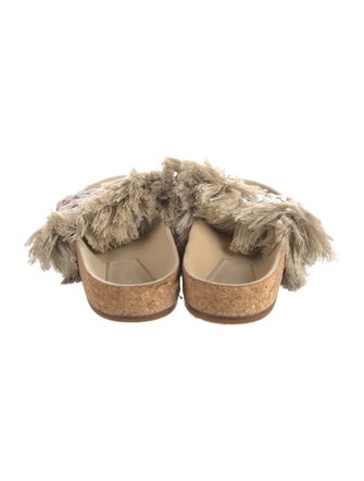 Chloé Patterned Fringe Trim Accent Slides