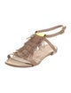Chloé Leather Fringe Trim Accent T-Strap Sandals