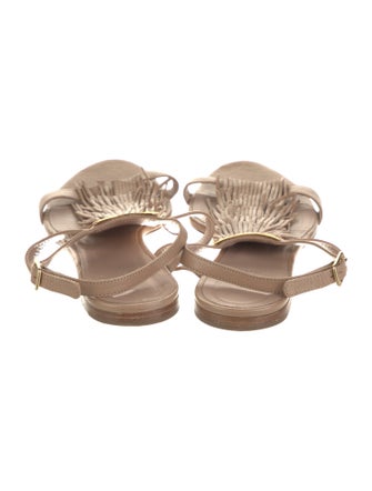 Chloé Leather Fringe Trim Accent T-Strap Sandals