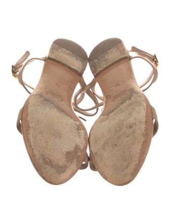 Chloé Leather Fringe Trim Accent T-Strap Sandals