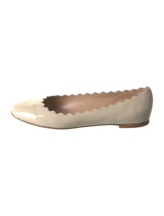 Chloé Patent Leather Scalloped Accent Ballet Flats