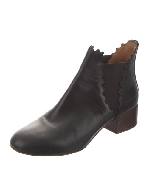 Chloé Leather Scalloped Accent Chelsea Boots
